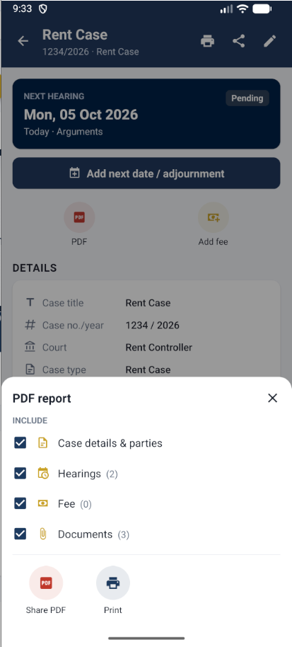 Counsel Diary: Choose what your PDF includes